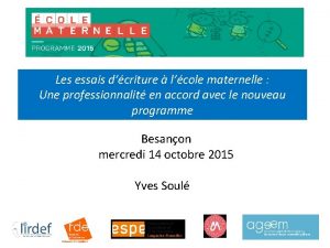 Les essais dcriture lcole maternelle Une professionnalit en