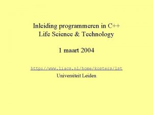 Inleiding programmeren in C Life Science Technology 1