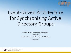 EventDriven Architecture for Synchronizing Active Directory Groups Nathan