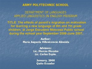 ARMY POLYTECHNIC SCHOOL DEPARTMENT OF LANGUAGES APPLIED LINGUISTICS