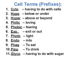 Cell Terms Prefixes 1 Cyto having to do