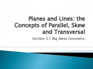 Planes and Lines the Concepts of Parallel Skew