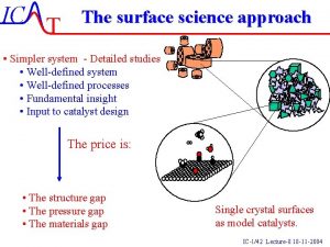 IC T The surface science approach Simpler system