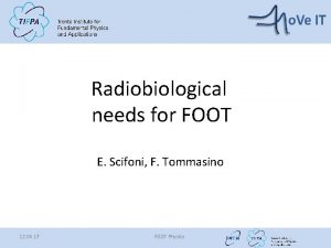Radiobiological needs for FOOT E Scifoni F Tommasino