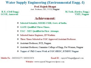 Water Supply Engineering Environmental Engg I Prof Rajesh