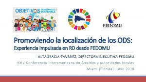 Promoviendo la localizacin de los ODS ODS Experiencia