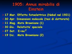 1905 Annus mirabilis di Einstein 17 Mar Effetto