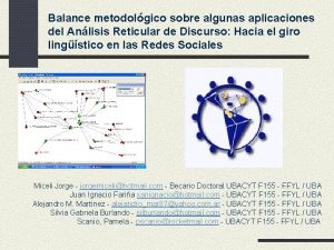 Balance metodolgico sobre algunas aplicaciones del Anlisis Reticular