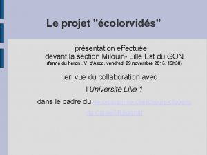 Le projet colorvids prsentation effectue devant la section