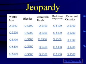 Jeopardy Waffle Iron Blender Careers in Foods Hand