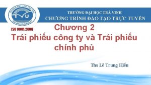 TRNG I HC TR VINH CHNG TRNH O