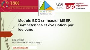 Module EDD en master MEEF Comptences et valuation