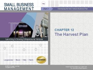 Part 3 Developing the New Venture Business Plan