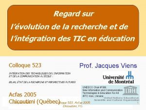 Regard sur lvolution de la recherche et de