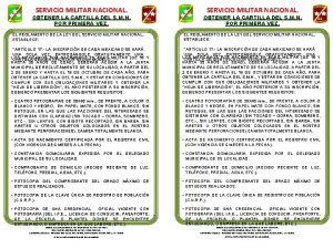 SERVICIO MILITAR NACIONAL OBTENER LA CARTILLA DEL S