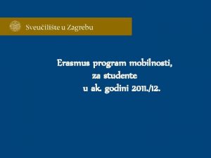 Erasmus program mobilnosti za studente u ak godini