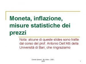 Moneta inflazione misure statistiche dei prezzi Nota alcune