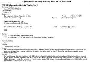 Proposed text of Subband partitioning and Miniband permutation