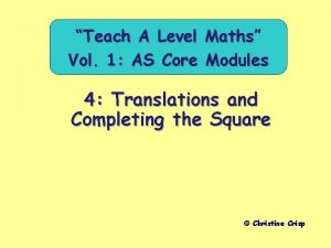 Teach A Level Vol 1 AS Core Maths