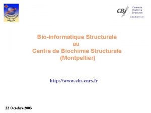 Bioinformatique Structurale au Centre de Biochimie Structurale Montpellier