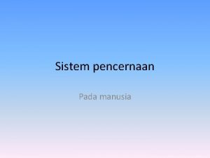 Sistem pencernaan Pada manusia Sistem pencernaan adalah proses