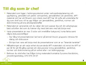 Till dig som r chef Materialet som ligger