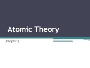 Atomic Theory Chapter 4 History Democritus 400 BC