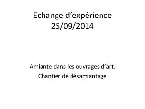 Echange dexprience 25092014 Amiante dans les ouvrages dart