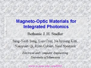 MagnetoOptic Materials for Integrated Photonics Bethanie J H