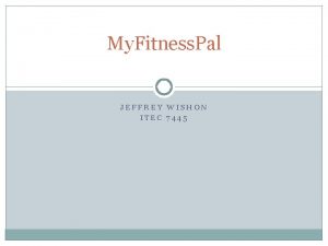 My Fitness Pal JEFFREY WISHON ITEC 7445 Technology