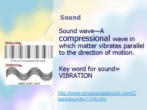 Sound waveA compressional wave in which matter vibrates