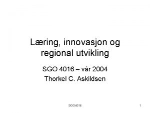 Lring innovasjon og regional utvikling SGO 4016 vr