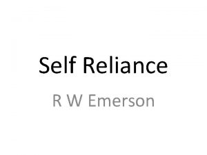 Self Reliance R W Emerson In Thebes in