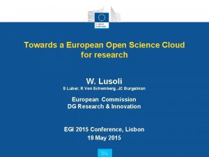 Towards a European Open Science Cloud for research