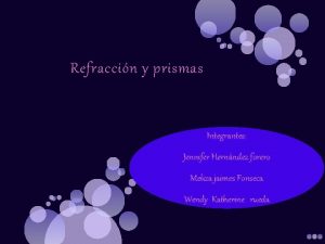 Refraccin y prismas Integrantes Jennifer Hernndez forero Meliza