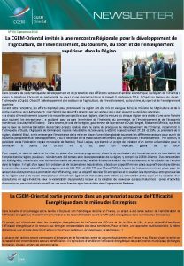 N 09 Septembre 2016 La CGEMOriental invite une