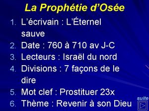 La Prophtie dOse 1 Lcrivain Lternel 2 3