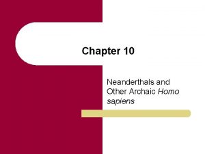 Chapter 10 Neanderthals and Other Archaic Homo sapiens