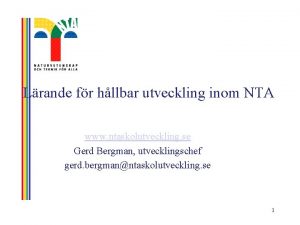 Lrande fr hllbar utveckling inom NTA www ntaskolutveckling