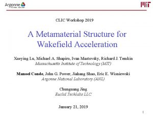 CLIC Workshop 2019 A Metamaterial Structure for Wakefield