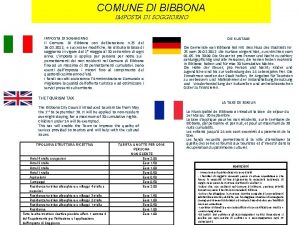 COMUNE DI BIBBONA IMPOSTA DI SOGGIORNO Il Comune