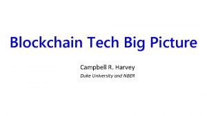 Blockchain Tech Big Picture Campbell R Harvey Duke