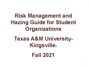 Risk Management and Hazing Guide for Student Organizations