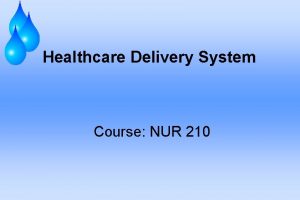 Healthcare Delivery System Course NUR 210 Health Care
