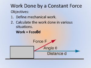 Work Done by a Constant Force Objectives 1