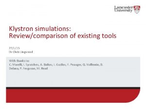 Klystron simulations Reviewcomparison of existing tools 27115 Dr