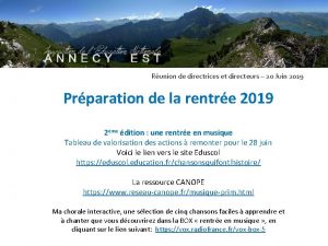 Runion de directrices et directeurs 20 Juin 2019