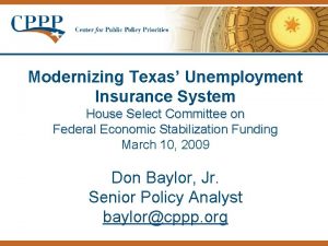 Modernizing Texas Unemployment Insurance System House Select Committee