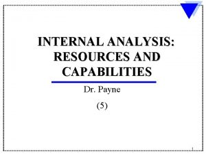 INTERNAL ANALYSIS RESOURCES AND CAPABILITIES Dr Payne 5