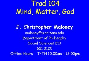 Trad 104 Mind Matter God J Christopher Maloney